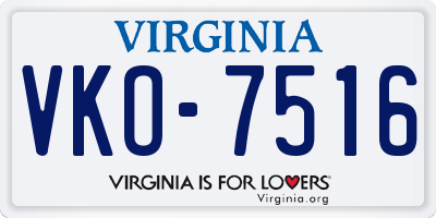 VA license plate VKO7516