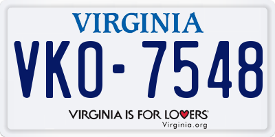 VA license plate VKO7548