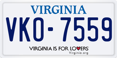 VA license plate VKO7559
