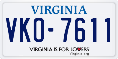 VA license plate VKO7611