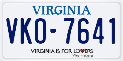 VA license plate VKO7641