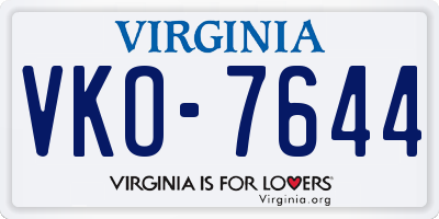 VA license plate VKO7644