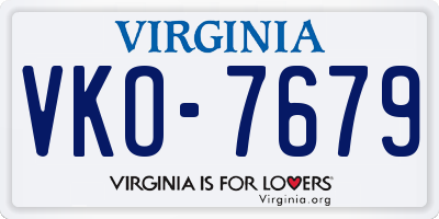 VA license plate VKO7679