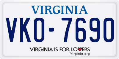 VA license plate VKO7690