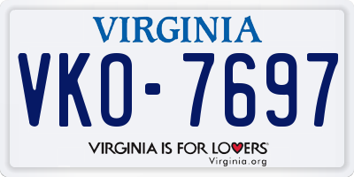 VA license plate VKO7697