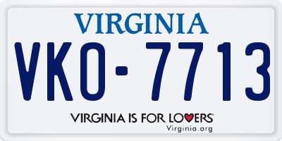 VA license plate VKO7713