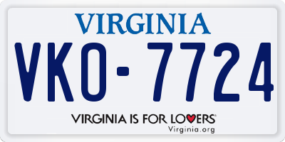 VA license plate VKO7724