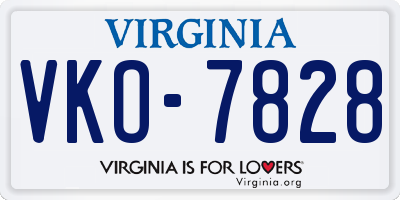 VA license plate VKO7828
