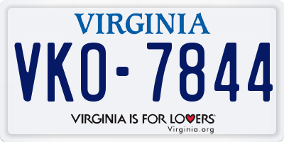 VA license plate VKO7844
