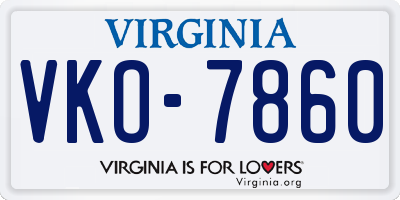 VA license plate VKO7860