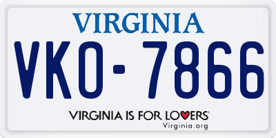 VA license plate VKO7866