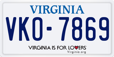 VA license plate VKO7869