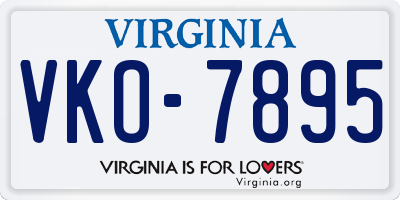 VA license plate VKO7895