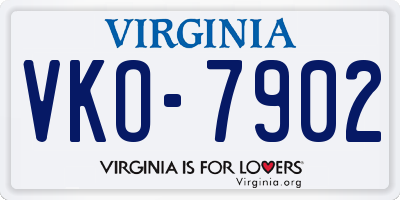 VA license plate VKO7902
