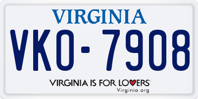 VA license plate VKO7908