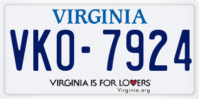 VA license plate VKO7924