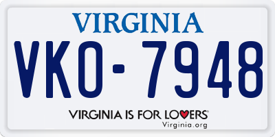 VA license plate VKO7948