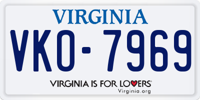 VA license plate VKO7969