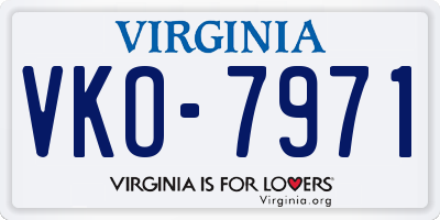 VA license plate VKO7971