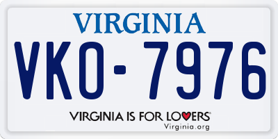 VA license plate VKO7976
