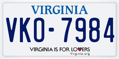 VA license plate VKO7984