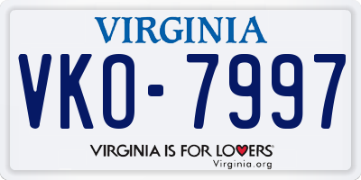 VA license plate VKO7997