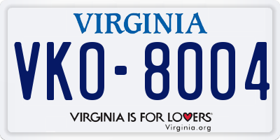 VA license plate VKO8004