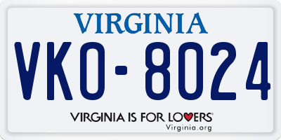 VA license plate VKO8024