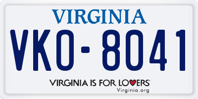 VA license plate VKO8041