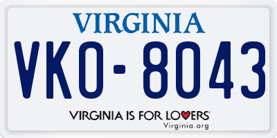 VA license plate VKO8043