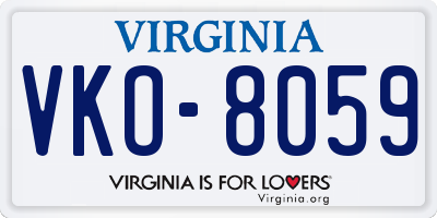 VA license plate VKO8059