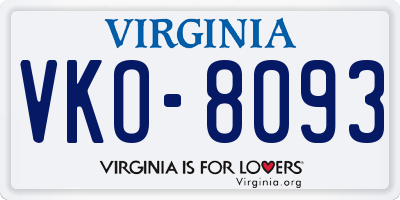 VA license plate VKO8093