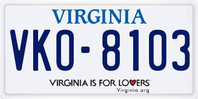 VA license plate VKO8103