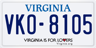 VA license plate VKO8105