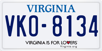 VA license plate VKO8134
