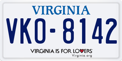 VA license plate VKO8142