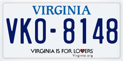 VA license plate VKO8148