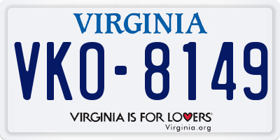VA license plate VKO8149