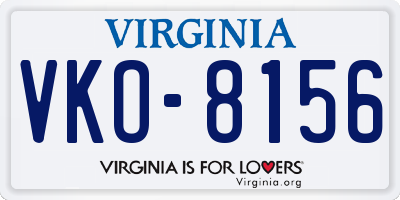 VA license plate VKO8156