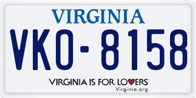 VA license plate VKO8158