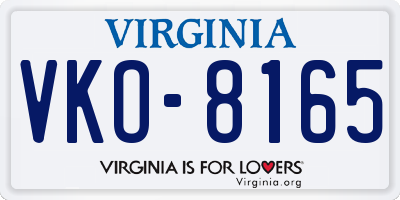 VA license plate VKO8165