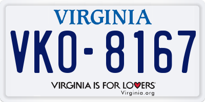VA license plate VKO8167