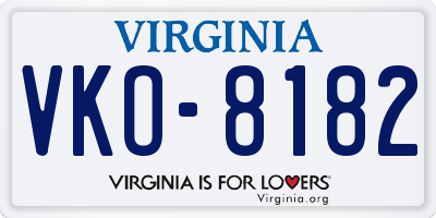 VA license plate VKO8182