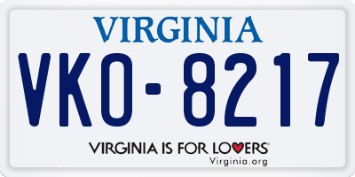 VA license plate VKO8217