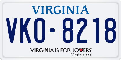 VA license plate VKO8218