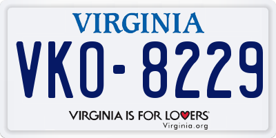 VA license plate VKO8229