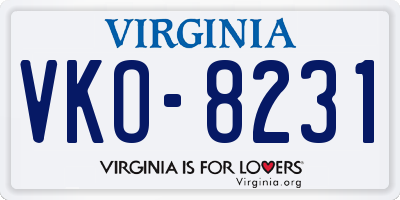 VA license plate VKO8231