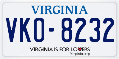 VA license plate VKO8232