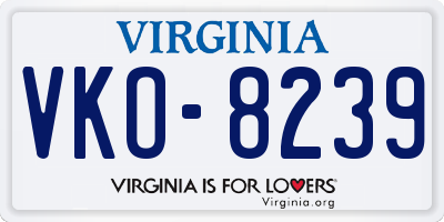VA license plate VKO8239