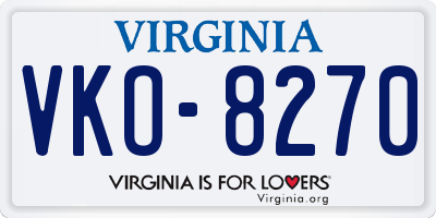 VA license plate VKO8270